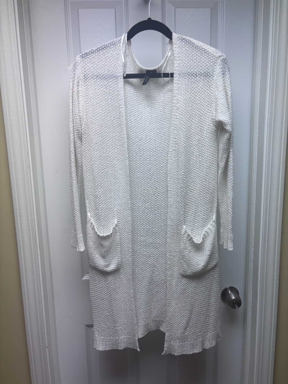 Moon & Madison White Open Knit Long Cardigan Size XS